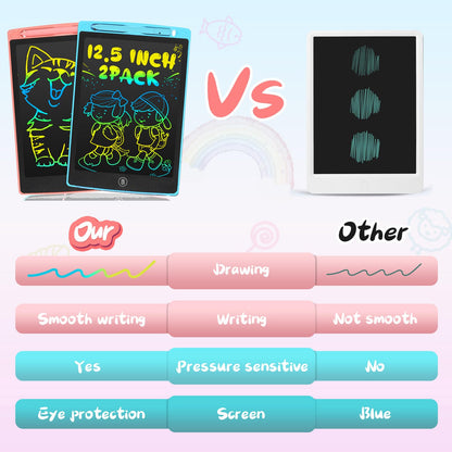 2 Pack LCD Writing Tablet for Kids Toys, HAPPYMATE 12.5 Inch Colorful Erasable Doodle Board Drawing Pad for Kids, Car Trip Educational Toys Christmas Gift for Girls Boys 3 4 5 6 7 8 Years Old 🍁 All In One Marketplace Canada