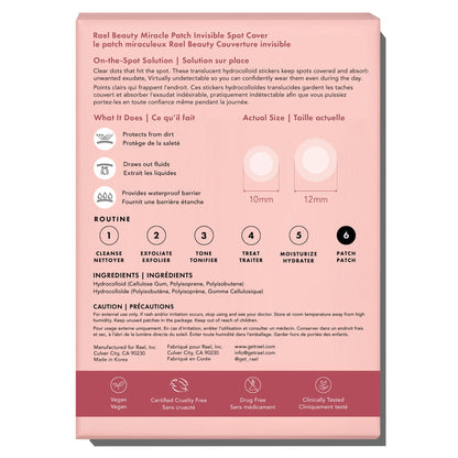 Rael Miracle Invisible Spot Cover - Absorbing Cover, Hydrocolloid Patch, Korean Skin Care, Facial Stickers, 2 Sizes (96 Count)