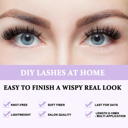 B&Qaugen Lash Clusters 280 Pcs 40D-0.07D-9-16MIX B&Q LASH Individual Lashes 10D 20D 30D 40D 50D Cluster Lashes C D Curl Eyelash Clusters Soft Volume DIY Lash Extensions at Home (40D-0.07D,9-16MIX)