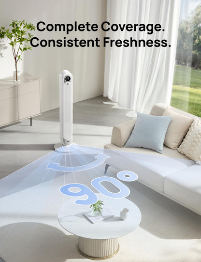 DREO Tower Fan 42 Inch, Cruiser Pro T1 Quiet Oscillating Bladeless Fan with Remote, 6 Speeds, 4 Modes, LED Display, 12H Timer, White Floor Standing Fan Powerful for Indoor Home Bedroom Office Room