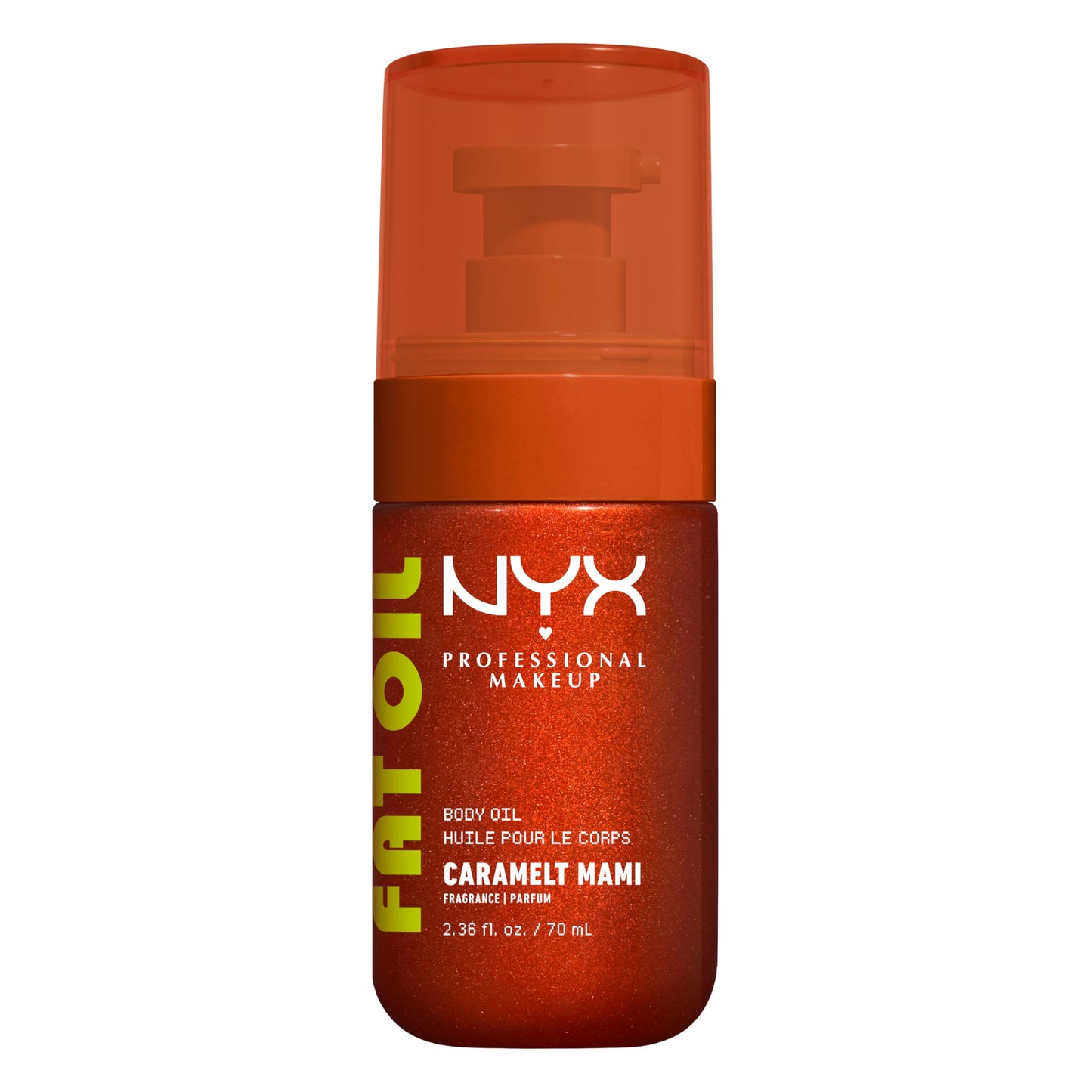 NYX Professional Makeup Fat Oil Body Oil, 24 HR Hydration, Bronze Glowy Finish, Non-Sticky High-Shine Vegan Formula, Shimmering Skin Glow, Caramelt Mami: Caramel & Pistachio Scent, 70 ml NYX PROFESSIONAL MAKEUP