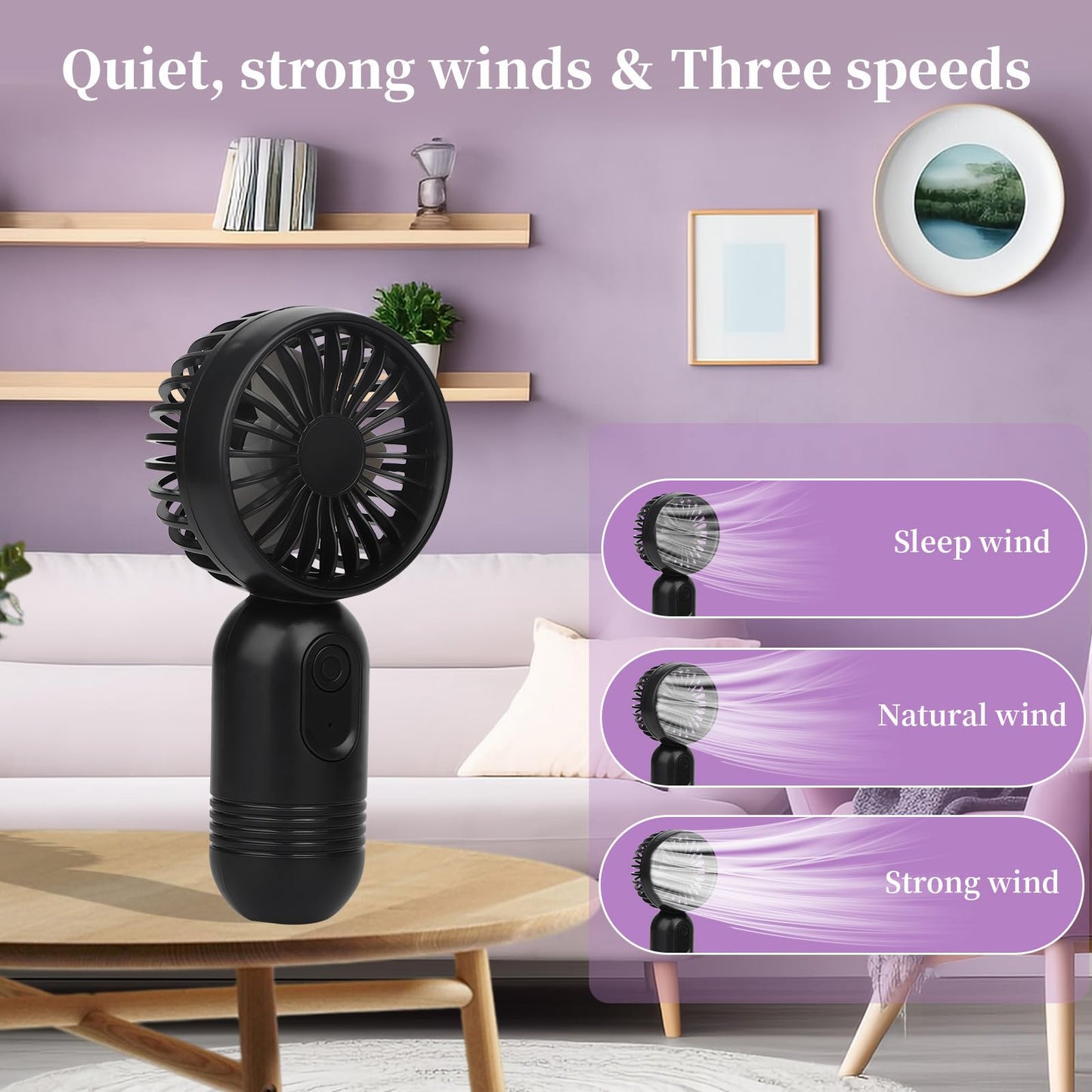 Ackdine Mini Portable Fan - Handheld Fan, 3 Pack USB Rechargeable Personal Fan, Battery Operated Lightweight Small Makeup/Pocket Fan with 3 Speeds For Stylish Girl Boys Women Men Office Outdoor Travel - Available at All In One Marketplace Canada