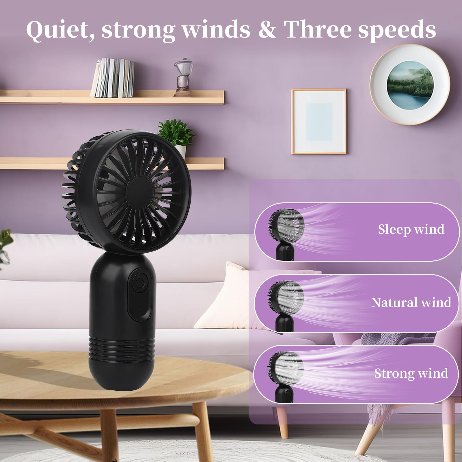 Ackdine Mini Portable Fan - Handheld Fan, 3 Pack USB Rechargeable Personal Fan, Battery Operated Lightweight Small Makeup/Pocket Fan with 3 Speeds For Stylish Girl Boys Women Men Office Outdoor Travel - Available at All In One Marketplace Canada