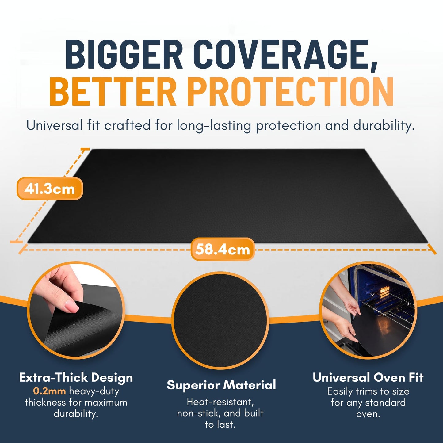 Oven Liners for Bottom of Oven - 3 Pack Large Heavy Duty Mats, 16.25”x23” Non-Stick Reusable Liner for Electric, Gas, Toasters, Grills - BPA & PFOA Free Kitchen Accessory to Keep It Clean (Black) - Available at All In One Marketplace Canada