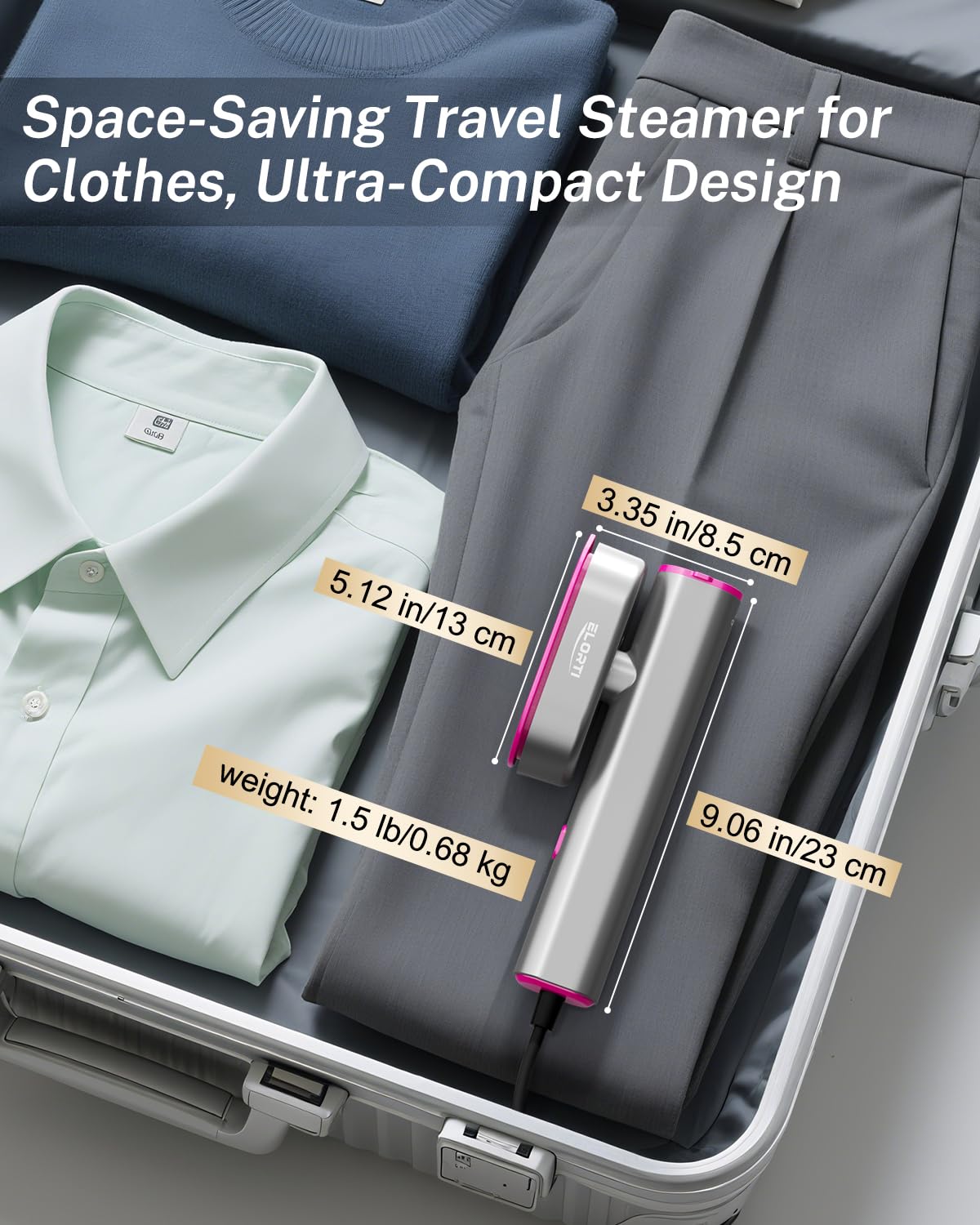 ELORTI Steamer Clothes, 1200W Portable Handheld Travel Steamer