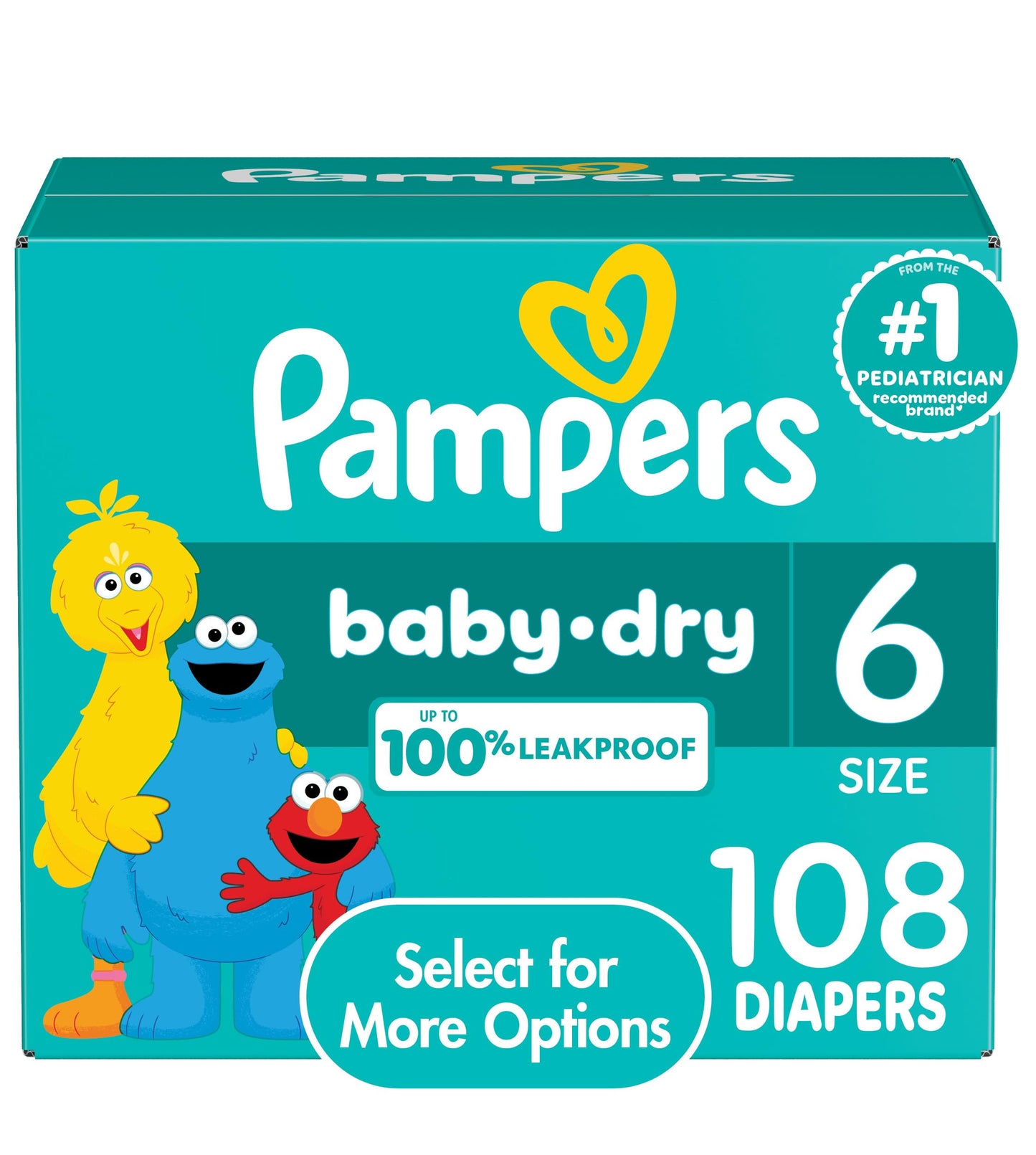 Pampers Baby Dry Diapers - Size 6, 108 Count, Absorbent Disposable Diapers