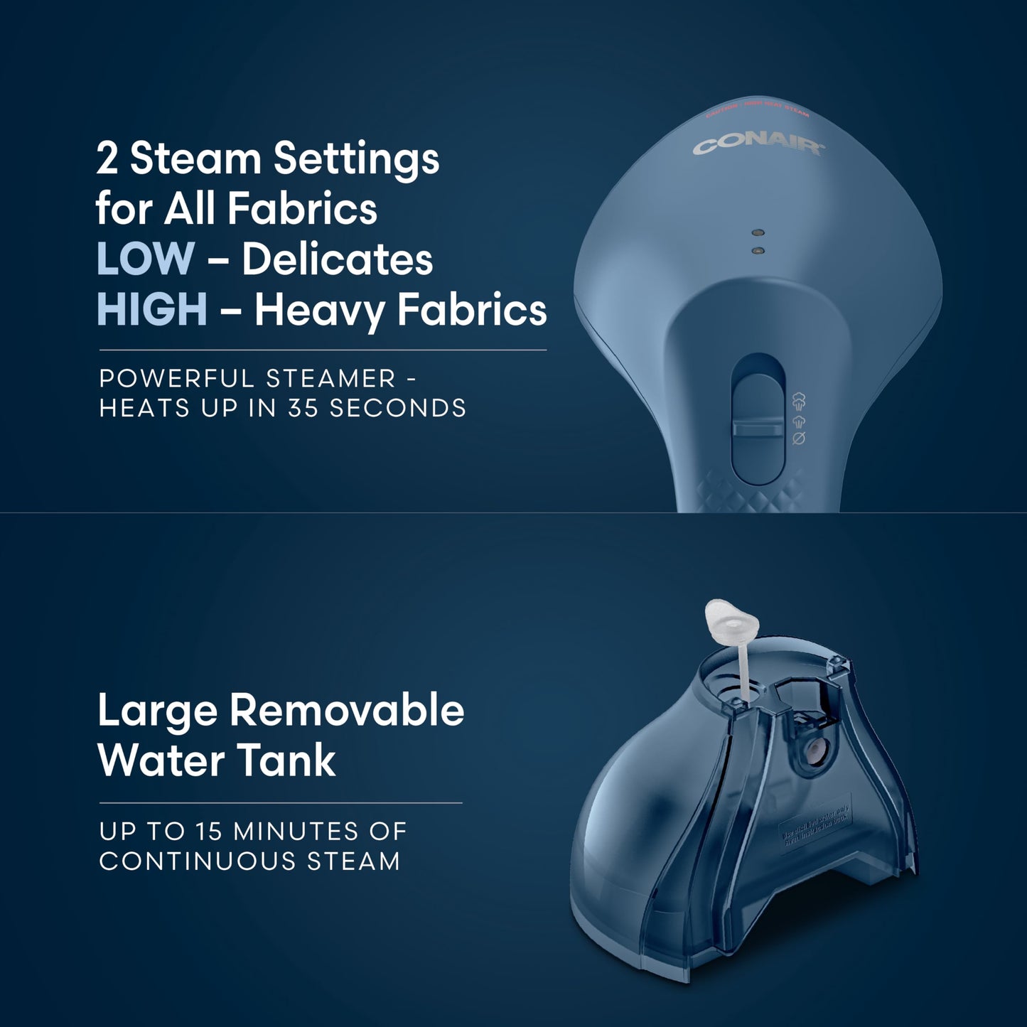 Conair Handheld Fabric Steamer for Clothes, Portable Handheld Design, 1200 watts, Strong Penetrating Steam, 35-second heat-up Conair