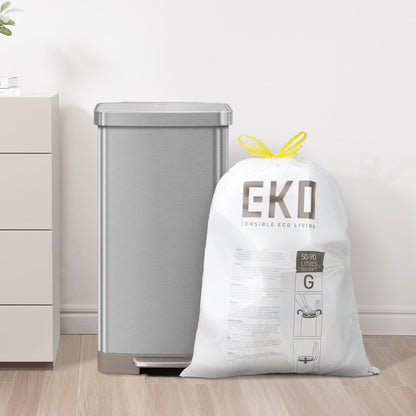 EKO Extra Strong 21 Gallon Large Trash Bags, Heavy-Duty Drawstring Kitchen & Household Garbage Bags (80L), Leak-Resistant, 110 Count, Code G