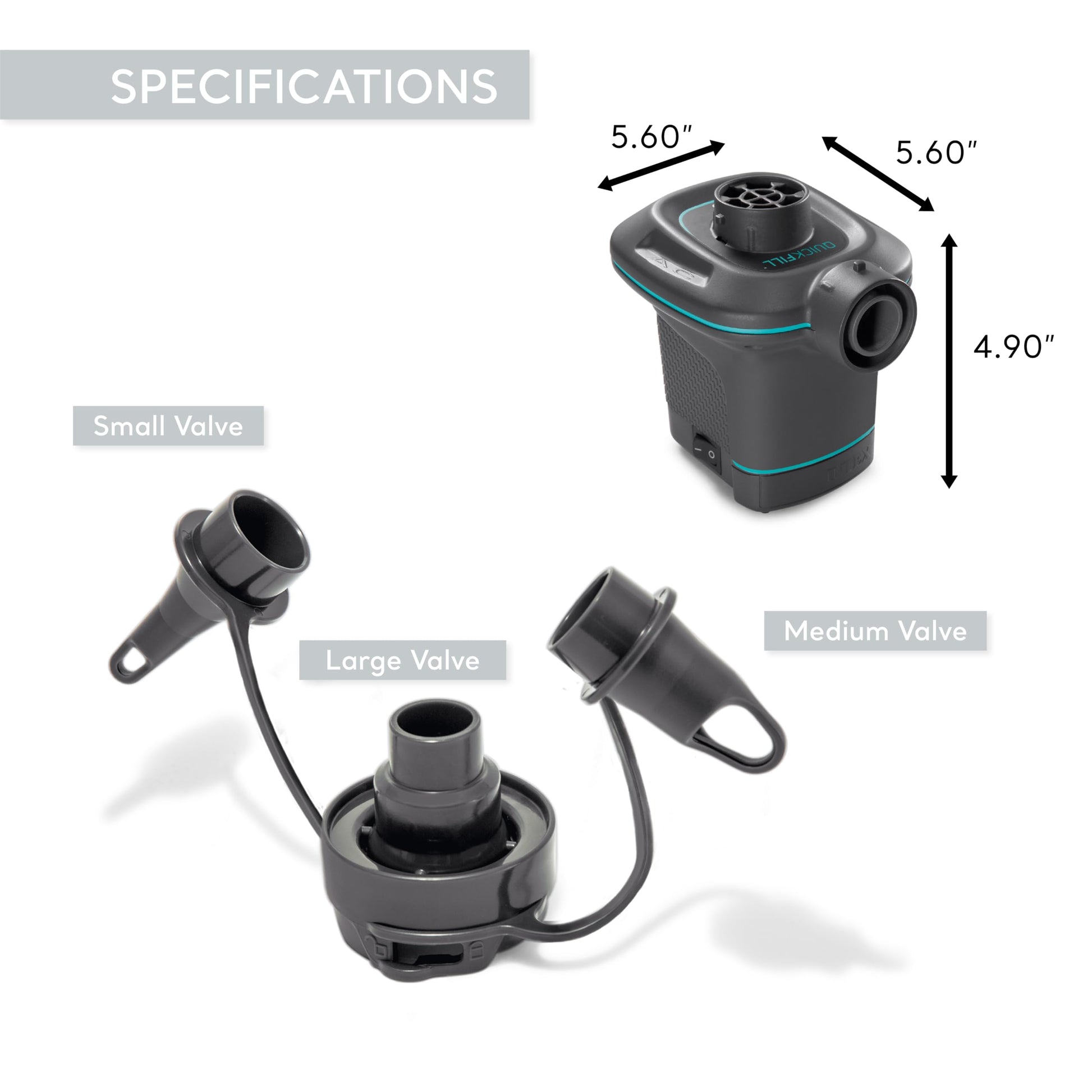 Intex Quick-Fill Ac Electric Air Pump, 110-120V, Max. Air Flow 21.2Cfm, Black Intex