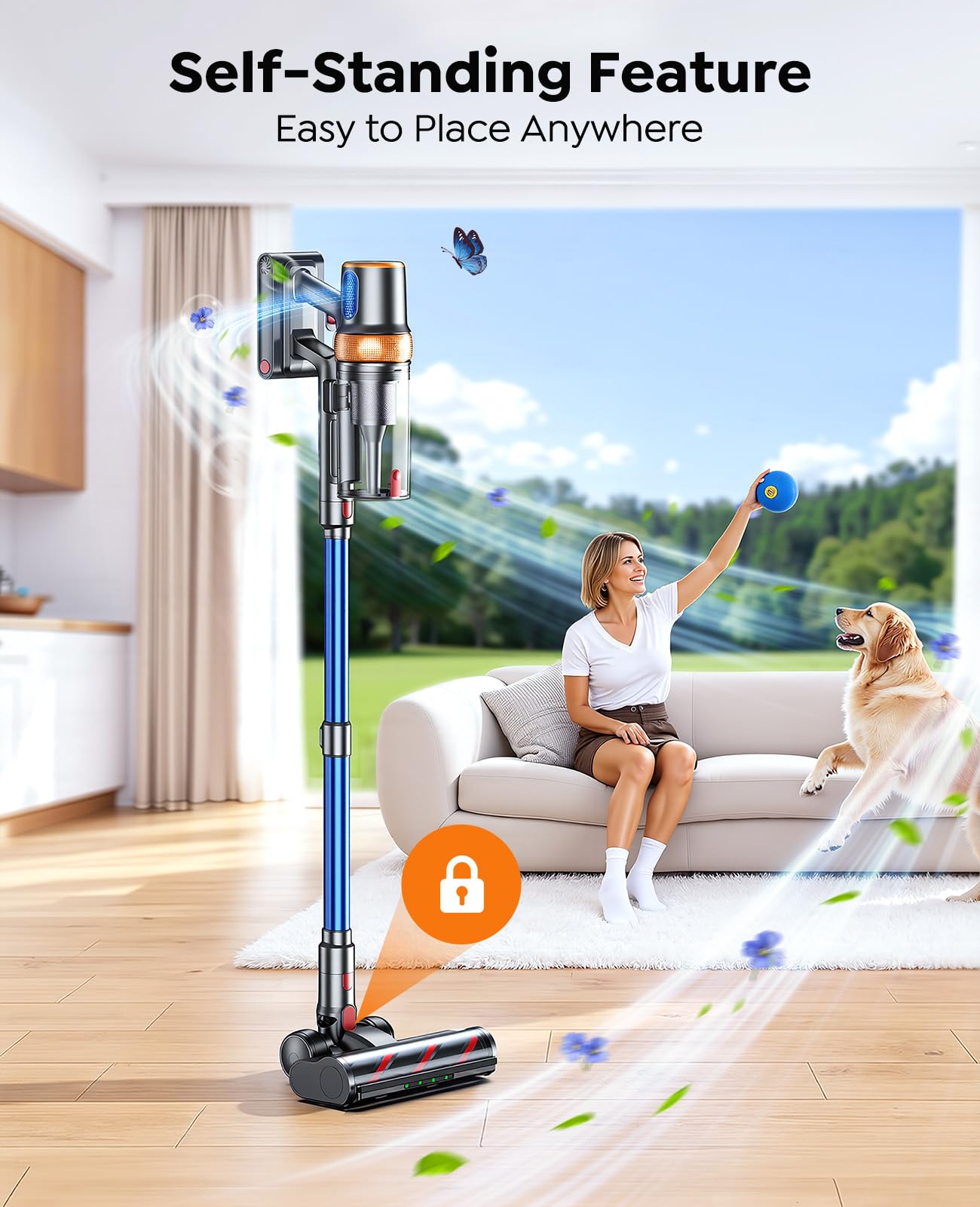 INTETURE Cordless Vacuum Cleaner, 650W 55KPA 70Mins (ECO) Vacuum Cleaners with LED Display, Self-Standing Cordless Vacuum, Anti-Tangle, Rechargeable Stick Vacuum for Home/Pet Hair/Carpet - Available at All In One Marketplace Canada