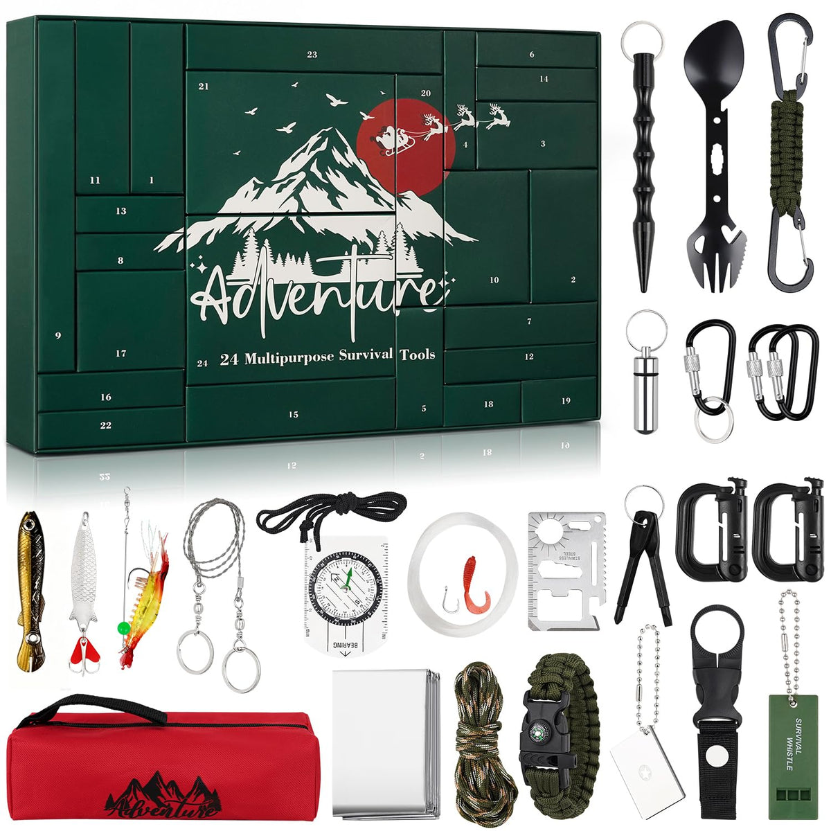 Artmag Survival Kit Advent Calendar - 24 Days Christmas Countdown Calendar with Survival Tool Xmas Surprise Gifts for Men Teen Boys Husband Adventurers 🍁 All In One Marketplace Canada