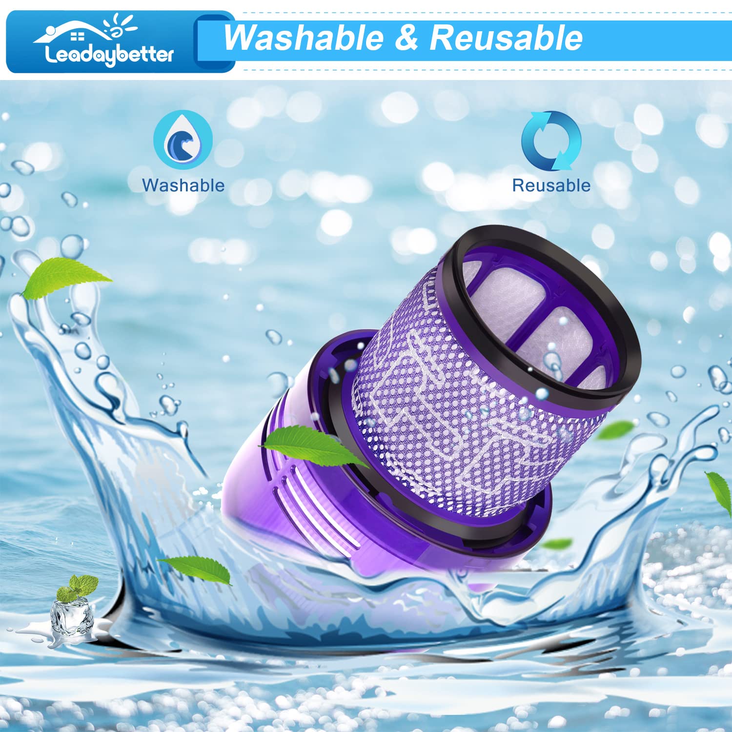 Leadaybetter Filter Replacement for Dyson V11 SV14 SV15 SV17 SV28 Animal Extra Torque Drive Complete, V15 SV22 SV47 Detect Submarine Vacuum, Compare to Part 970013-02 (2 Pack Filters) - Available at All In One Marketplace Canada