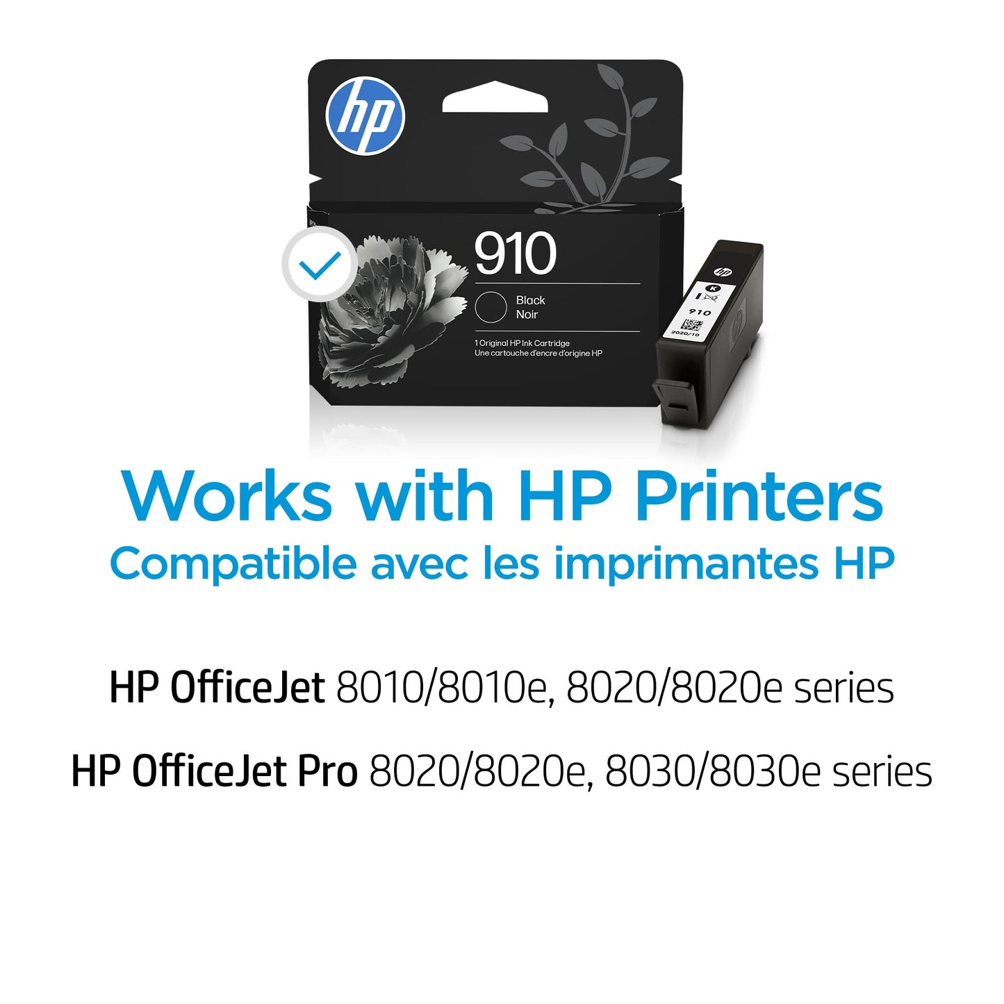 Original HP 910 Black Ink Cartridge | Works with HP OfficeJet 8010 8020 HP OfficeJet Pro 8020 8030 | Eligible for Instant Ink, Standard Yield, Standard Yield Ink Cartridge