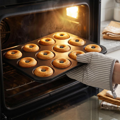 Lawei Pack of 2 Donuts Baking Mould with 24 Cavities Doughnut Mould with Non-Stick Coating, High-Quality Doughnut Baking Mould for Doughnut, Cake, Dessert, Black 🍁 All In One Marketplace Canada