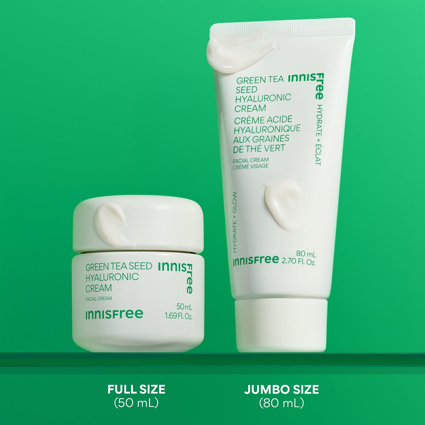 innisfree Jumbo Green Tea Seed Hyaluronic Acid Cream With Barrier Boosting Complex and Ceramide, Korean Hydrating Face Moisturizer for Dry Skin innisfree