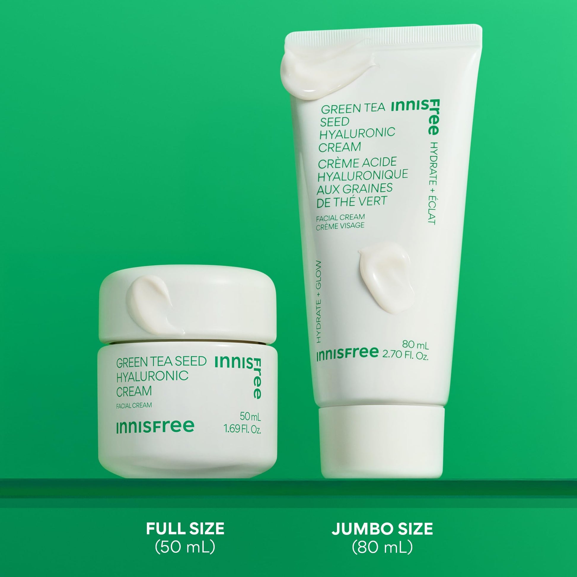 innisfree Jumbo Green Tea Seed Hyaluronic Acid Cream With Barrier Boosting Complex and Ceramide, Korean Hydrating Face Moisturizer for Dry Skin innisfree