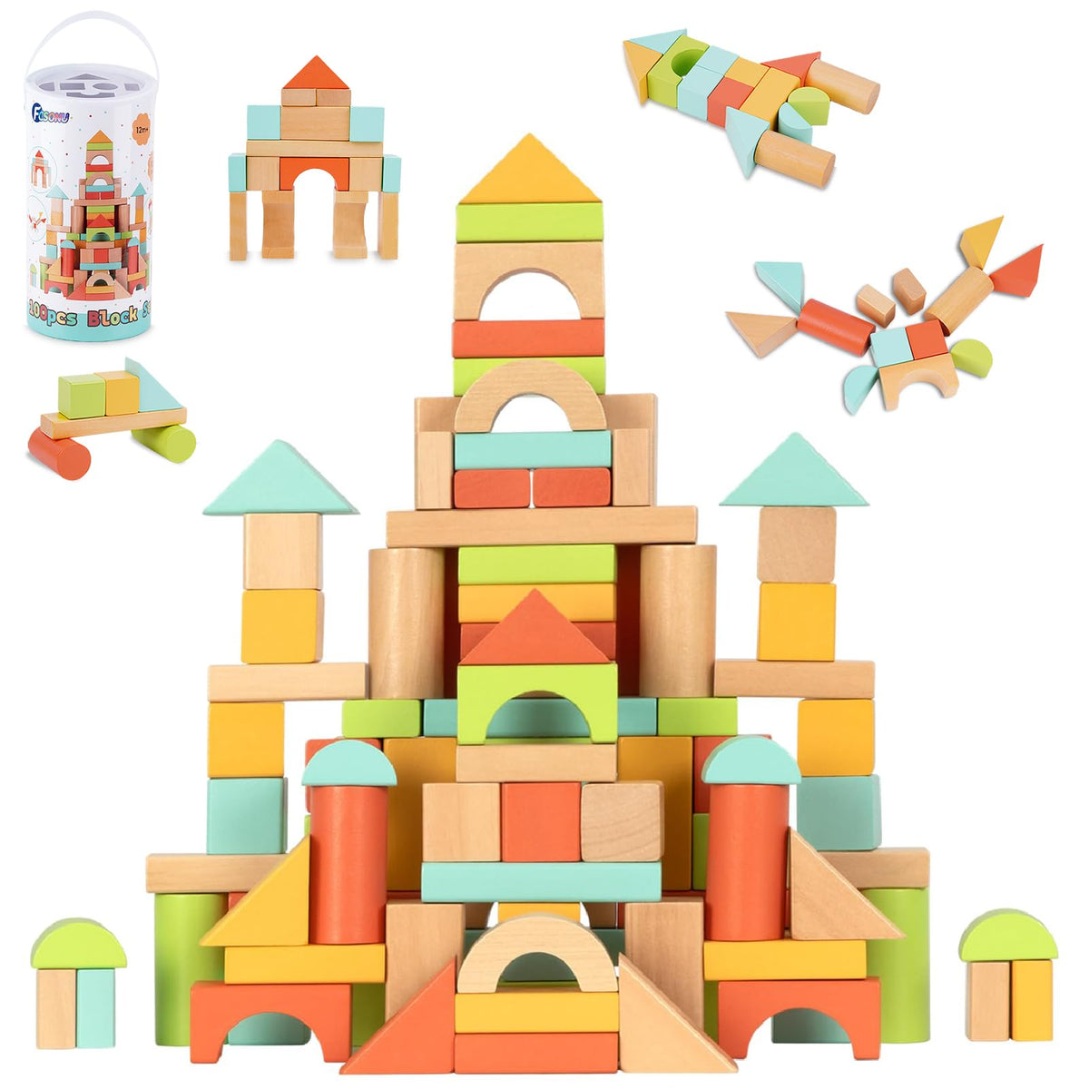 FCSONU Wooden Building Blocks for Toddlers Toys 1-3, Stacking Wooden Blocks 🍁 All In One Marketplace Canada