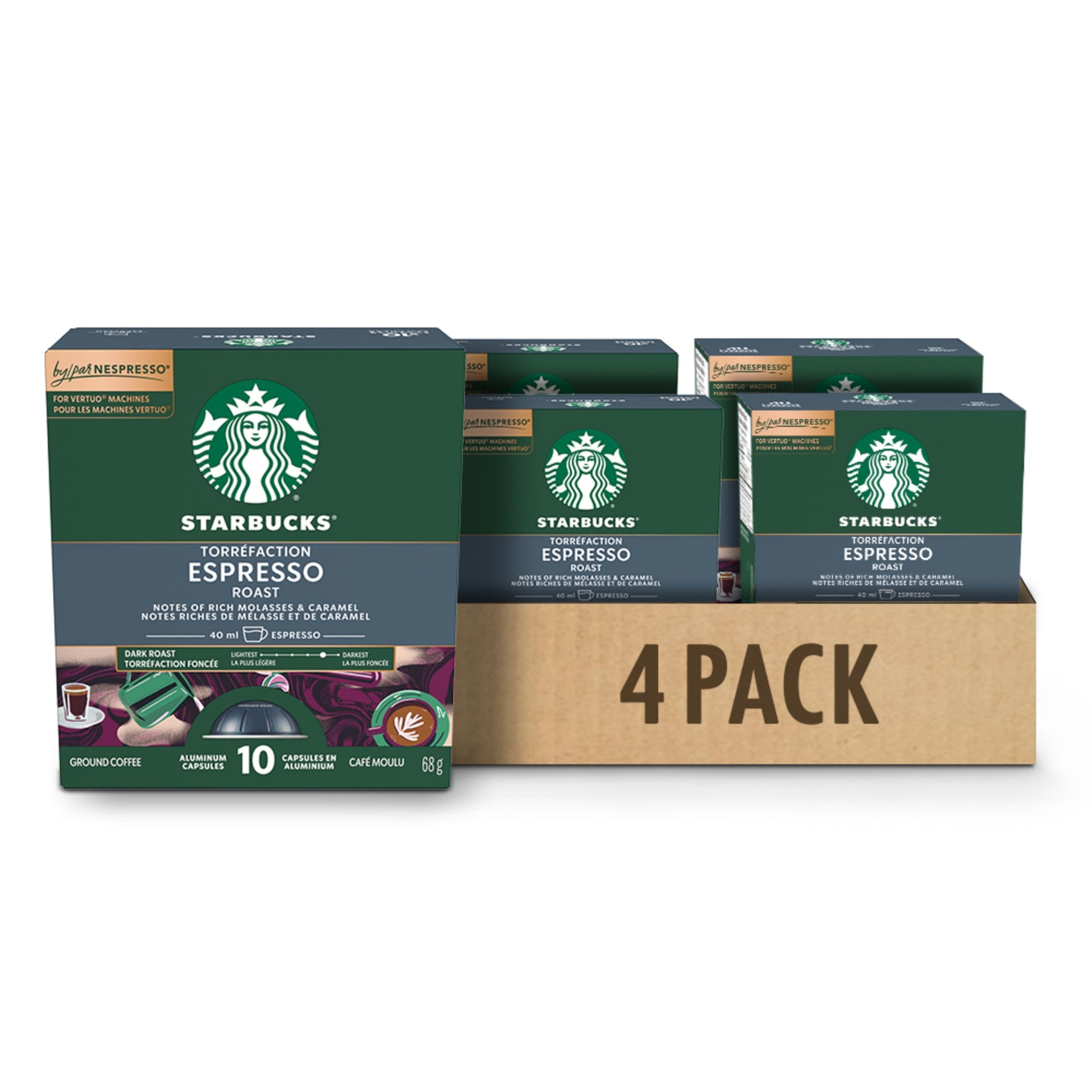 Starbucks Espresso Roast Nespresso Vertuo Capsules, 4 Boxes (272g)