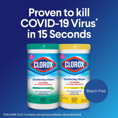 Clorox Disinfecting Wipes, Crisp Lemon, Kills 99.99% of Viruses & Bacteria, Multi-Pack of 12 - (12 x 35) 420 Wipes