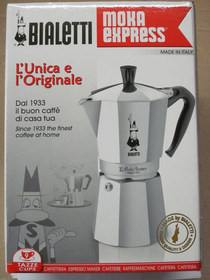 Bialetti - Moka Express: Iconic Stovetop Espresso Maker, Makes Real Italian Coffee, Moka Pot 9 Cups (14 Oz - 420 Ml), Aluminium, Silver 🍁 All In One Marketplace Canada