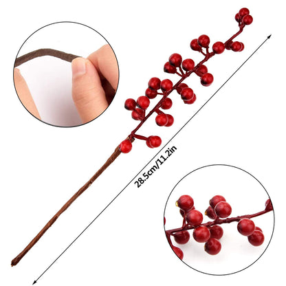 Jmkcoz 12 Pack Artificial Red Berry Stems Branches, Fake Burgundy Berry Picks Holly Berries for Christmas Tree Xmas Valenintes Wreath Decorations Floral Arrangements Home Holiday DIY Crafts Decor 🍁 All In One Marketplace Canada