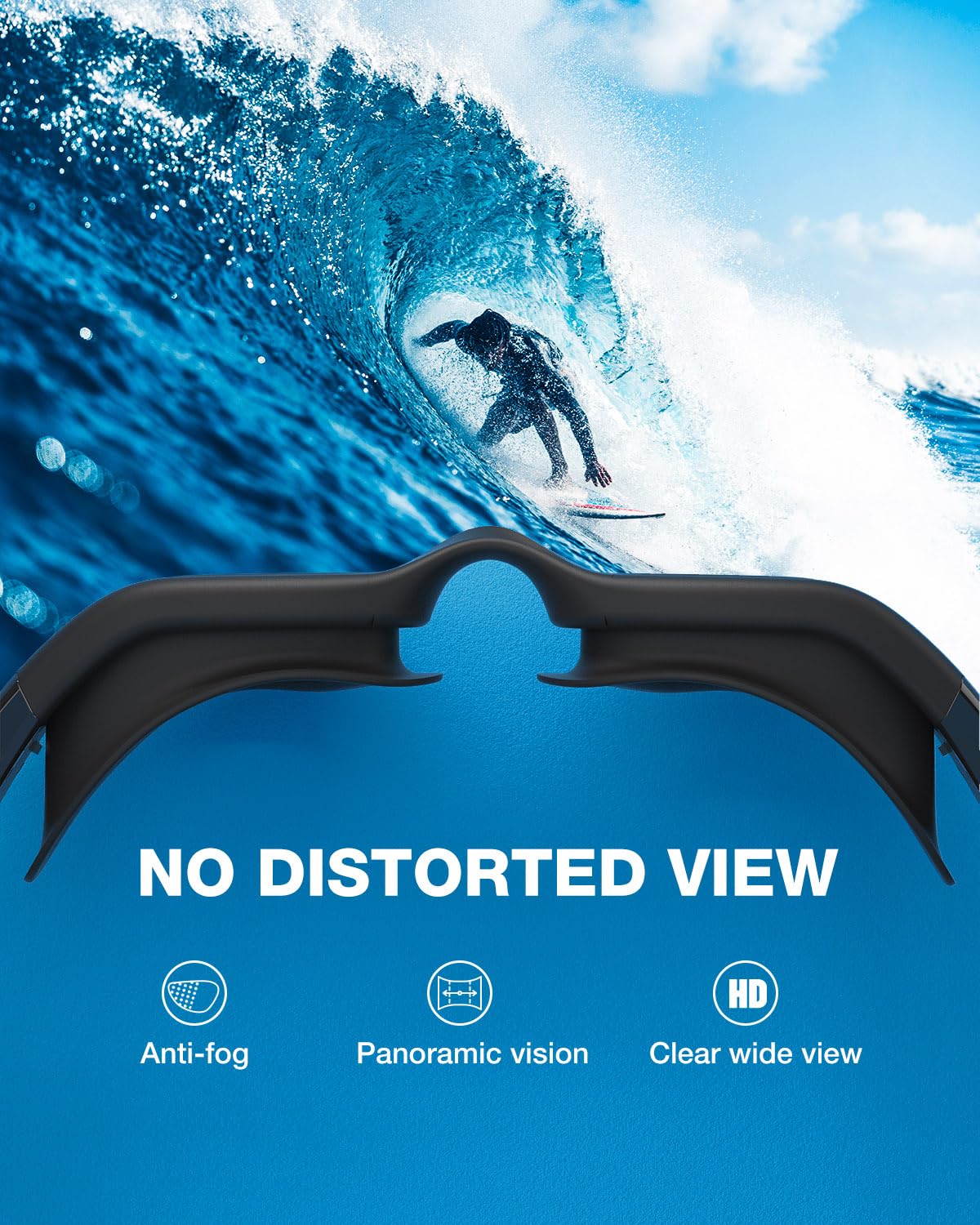ZIONOR Swimming Goggles G1 Polarized Swim Goggles UV Protection Watertight Anti-Fog Adjustable Strap Comfort fit for Unisex Adult Men and Women-Black Frame Smoke Lens