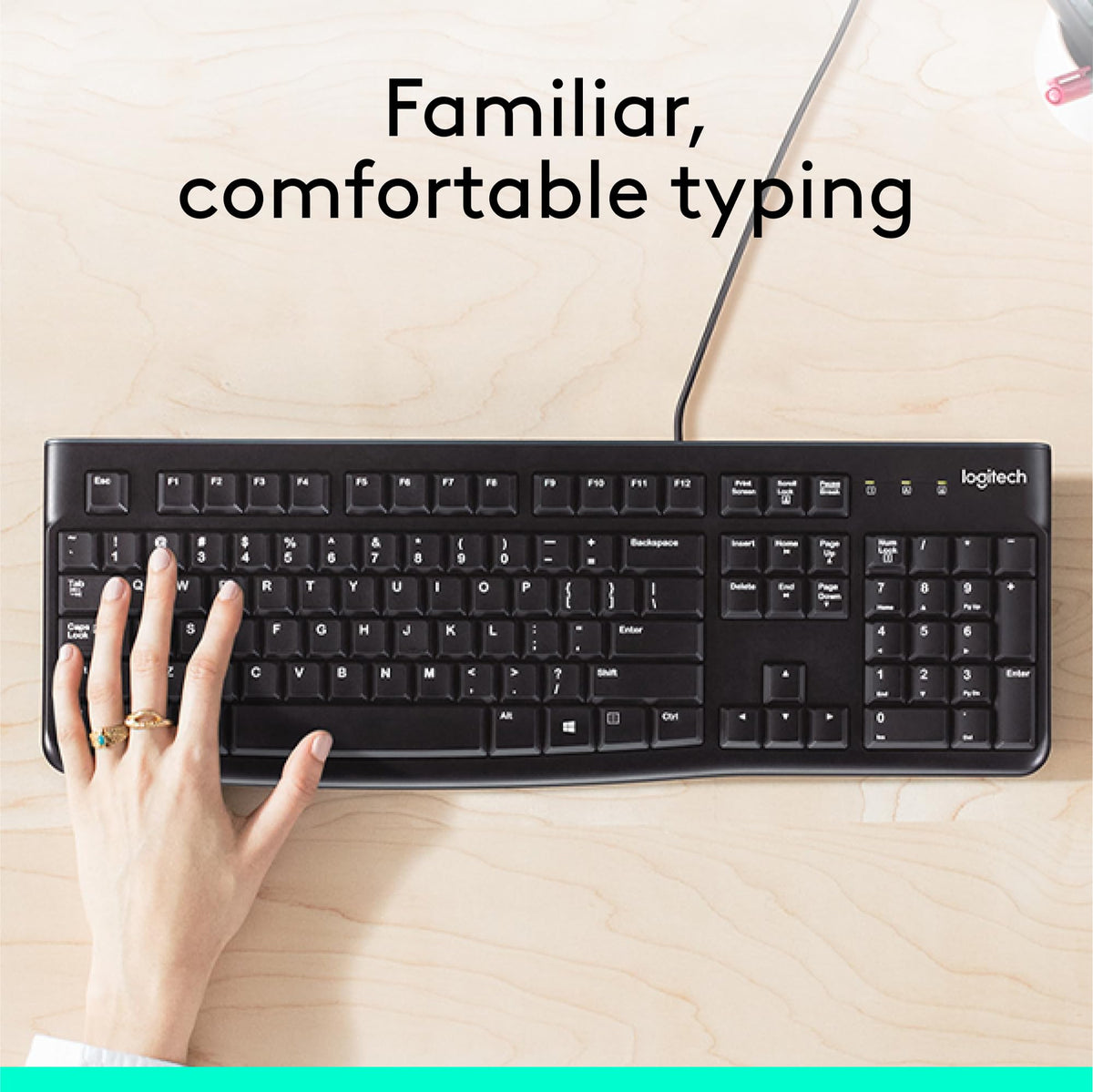 Logitech K120 Full Size Wired Keyboard USB Plug-and-Play Windows - Black