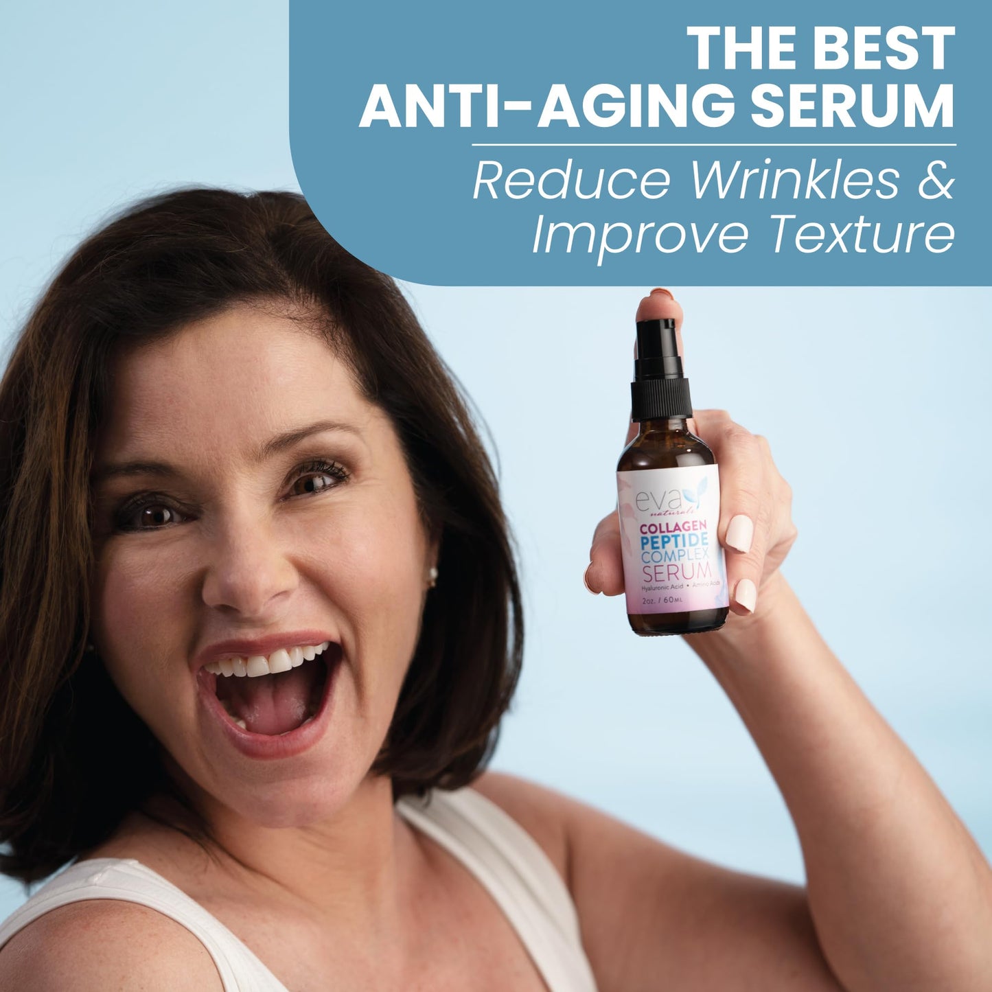 Eva Naturals Peptide Serum for Face – Collagen Boosting Anti-Aging Facial Serum for Wrinkles, Fine Lines & Microneedling – Skin Firming, Smoothing & Hydrating Peptides Booster - Available at All In One Marketplace Canada