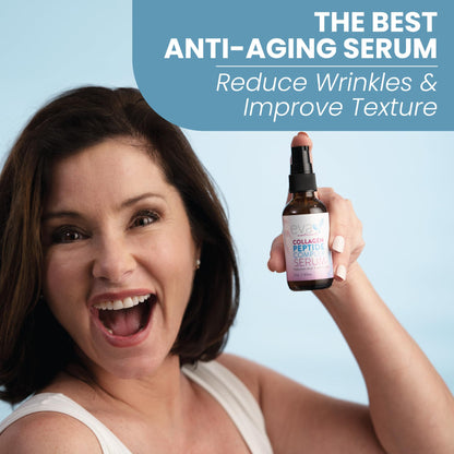 Eva Naturals Peptide Serum for Face – Collagen Boosting Anti-Aging Facial Serum for Wrinkles, Fine Lines & Microneedling – Skin Firming, Smoothing & Hydrating Peptides Booster - Available at All In One Marketplace Canada