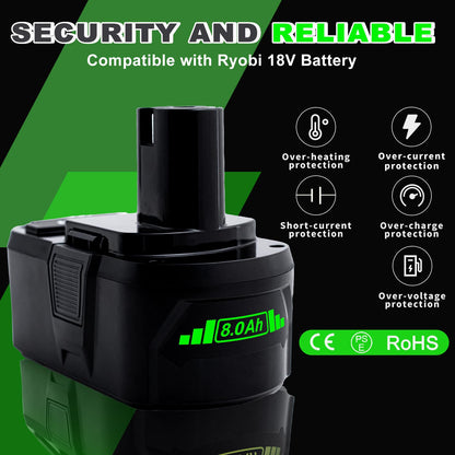 2 Packs 18V Battery Replacement for Ryobi 18V Lithium-Ion Battery, Compatible with Ryobi 18 Volt Batteries Cordless Power Tools - Available at All In One Marketplace Canada