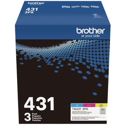 Brother Original TN431 3PK Standard Yield Colour Toner Cartridge Value Pack (3), Toner Replacement cartridges, Cyan/Magenta/Yellow, for Brother Laser Printers HL-L8360CDW, MFC-L8610CDW, and More Brother