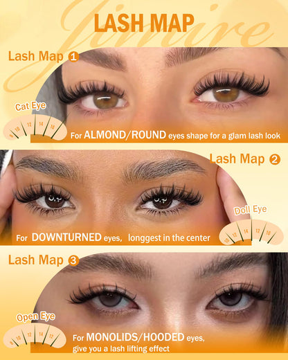 JIMIRE Natural Lash Clusters Extensions 180Pcs Anime Eyelash Extensions D Curl Wispy Manga Eyelash Clusters 8-16MM Cluster Eyelash Extensions Individual Lashes Pack - Available at All In One Marketplace Canada