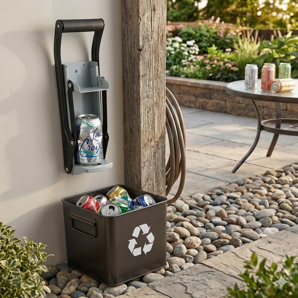 Stanz (TM) 12oz 16oz Wall Mounted Aluminum Can Crusher Beer Soda Cans Smasher Eco-Friendly Recycling Tool with Mounting Screws for Home - Available at All In One Marketplace Canada