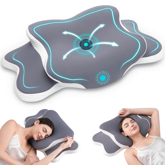 Delyoly Cervical Neck Pillow for Sleeping - Memory Foam Contour Pillow for Neck Pain Relief, Ergonomic Support for Side and Back Sleepers, Orthopedic Pillow with Breathable Ice Silk Cover（Gray）
