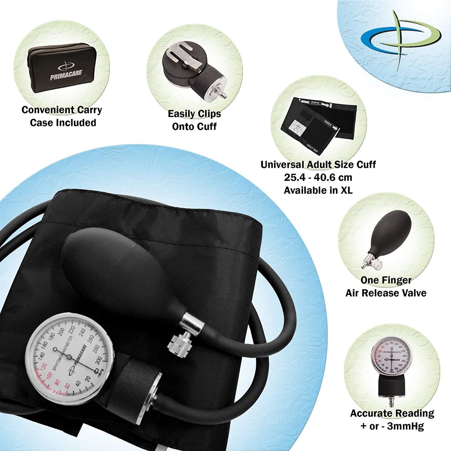 PrimaCare DS-9192 Classic Series Adult Size Professional Blood Pressure Kit with Aneroid Sphygmomanometer, Latex-Free, Inflation System 🍁 All In One Marketplace Canada