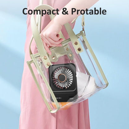Desk Fan, 4000mAh Table Fan USB Rechargeable, 3 Speed Mini Fans, Quiet & Powerful & Rotatable, Compact & Portable Fan for Home Bedroom Desktop Office Traveling Car Outdoor, Black