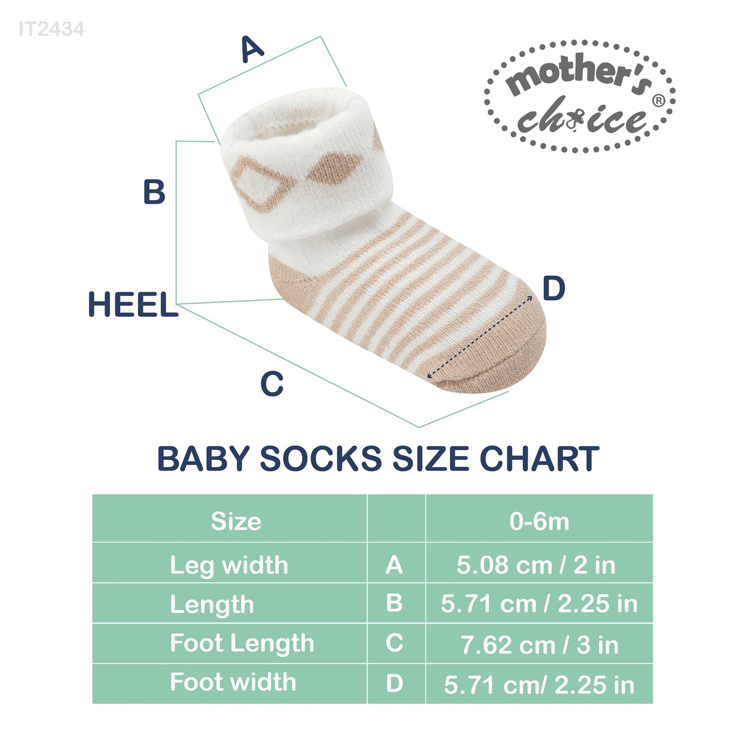 Mother's Choice Organic Cotton Baby Socks 0–6 Months, 12 Pairs Newborn & Infant Socks Soft Hypoallergenic Breathable Gentle On Delicate Skin Stretch Fit Comfortable Daily Essentials For Little Ones - Available at All In One Marketplace Canada