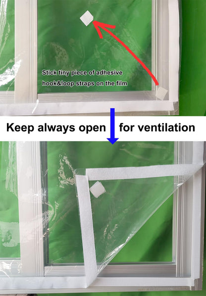 Mellroom Window Insulation Kit 47inX63in(120X160cm) for Winter Keep Cold Out,cuttable Transparent Film 180㎛ Thickness,Easy to Open for Ventilation,held by Adhesive Strips,Reusable Plastic Window wrap 🍁 All In One Marketplace Canada