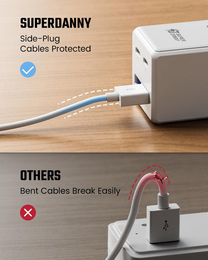 10 Ft Extension Cord, Surge Protector Power Bar with 6 Outlets & 4USB Ports (2 USB 2 C), Mountable Flat Plug Power Strip, Surge Protection for Home, Office, Dorm