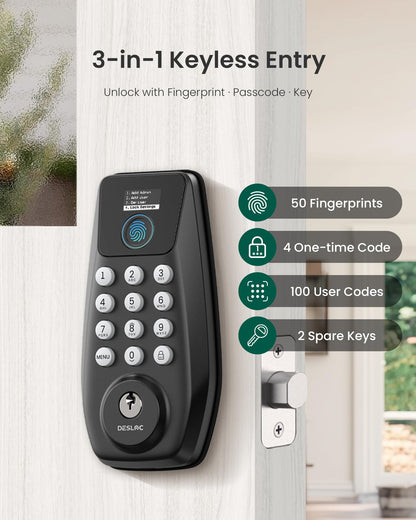 DESLOC C110 Fingerprint Smart Door Lock with Display DESLOC