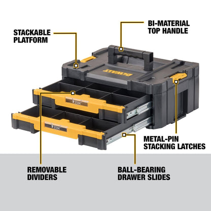 DEWALT TSTAK Tool Storage Organizer, Double Drawers (DWST17804) , Black