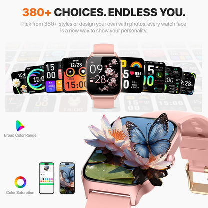 Smart Watch for Women Men - Answer/Make Call, Fitness Tracker Smartwatch for Android iPhone Compatible, Sleep Female Cycle, 120+ Sports Modes Step Counter (Classic, Pink, 1.83)