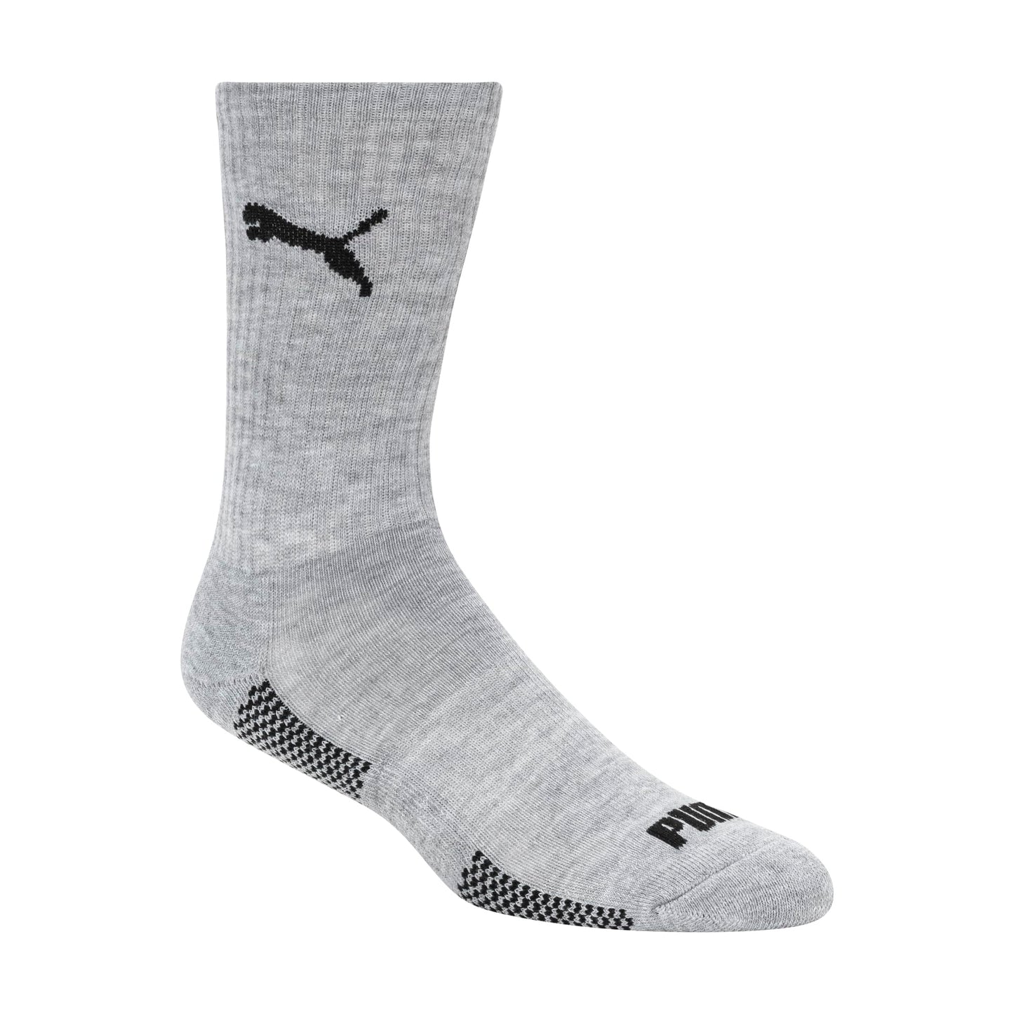 PUMA Men's 8 Pack Athletic Cushioned Crew Socks, White/Grey, 10-13 PUMA