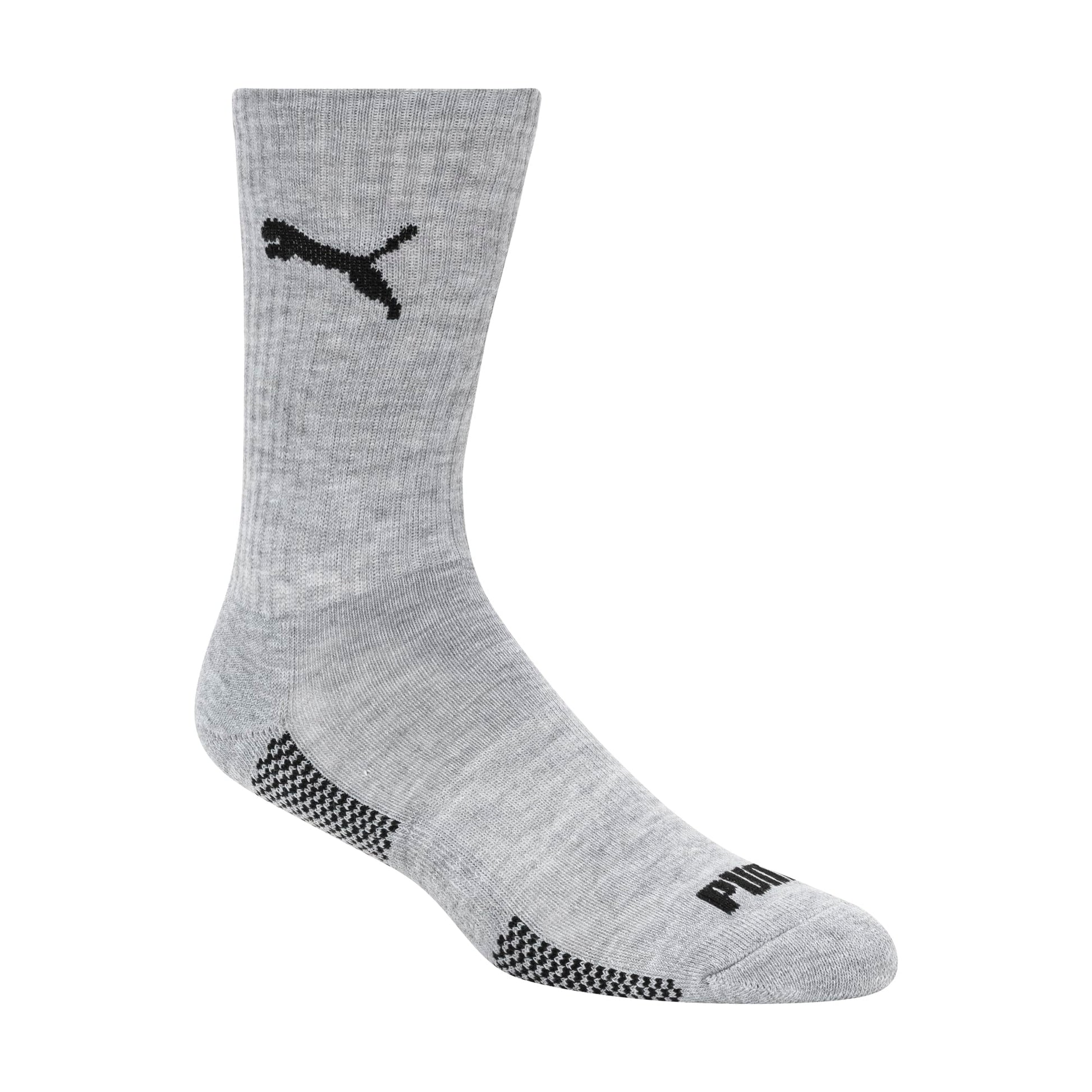 PUMA Men's 8 Pack Athletic Cushioned Crew Socks, White/Grey, 10-13 PUMA