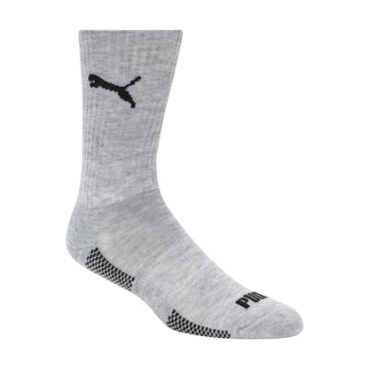 PUMA Men's 8 Pack Athletic Cushioned Crew Socks, White/Grey, 10-13 PUMA