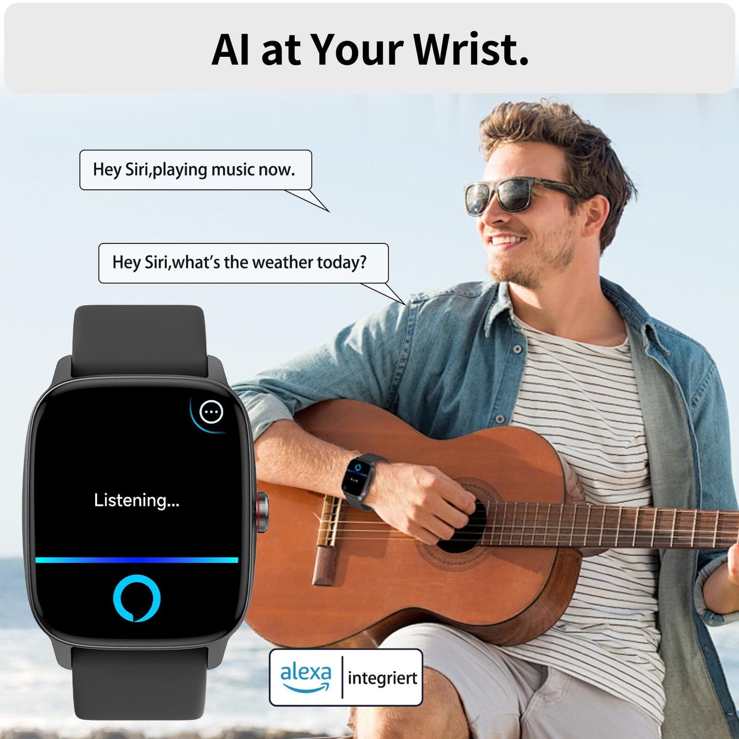 Smart Watch for Men Women, Bluetooth Call Smartwatch with AI Voice, 1.85" HD Fitness Watch, Heart Rate/Steps/Sleep Monitor, 100+ Sports Modes, IP68 Waterproof Watch for Android iOS - Available at All In One Marketplace Canada