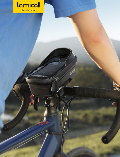 Lamicall Bike Frame Bag Waterproof - [Quick Install & Remove] 1.3L Bike Phone Bag with Sensitive Touch Screen, Bike Phone Holder with Rain Cover, Bicycle Top Tube Bag, Bike Accessories for Phones 4-7" - Available at All In One Marketplace Canada