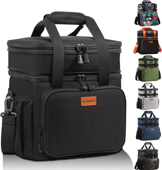 Expandable Large Lunch Bag, Double Deck Insulated Lunch Box Leakproof Durable Soft Cooler Bag for Men Women Adults Work Construction Beach Picnic Daytrip,16L,Black, GLENKEY - Available at All In One Marketplace Canada