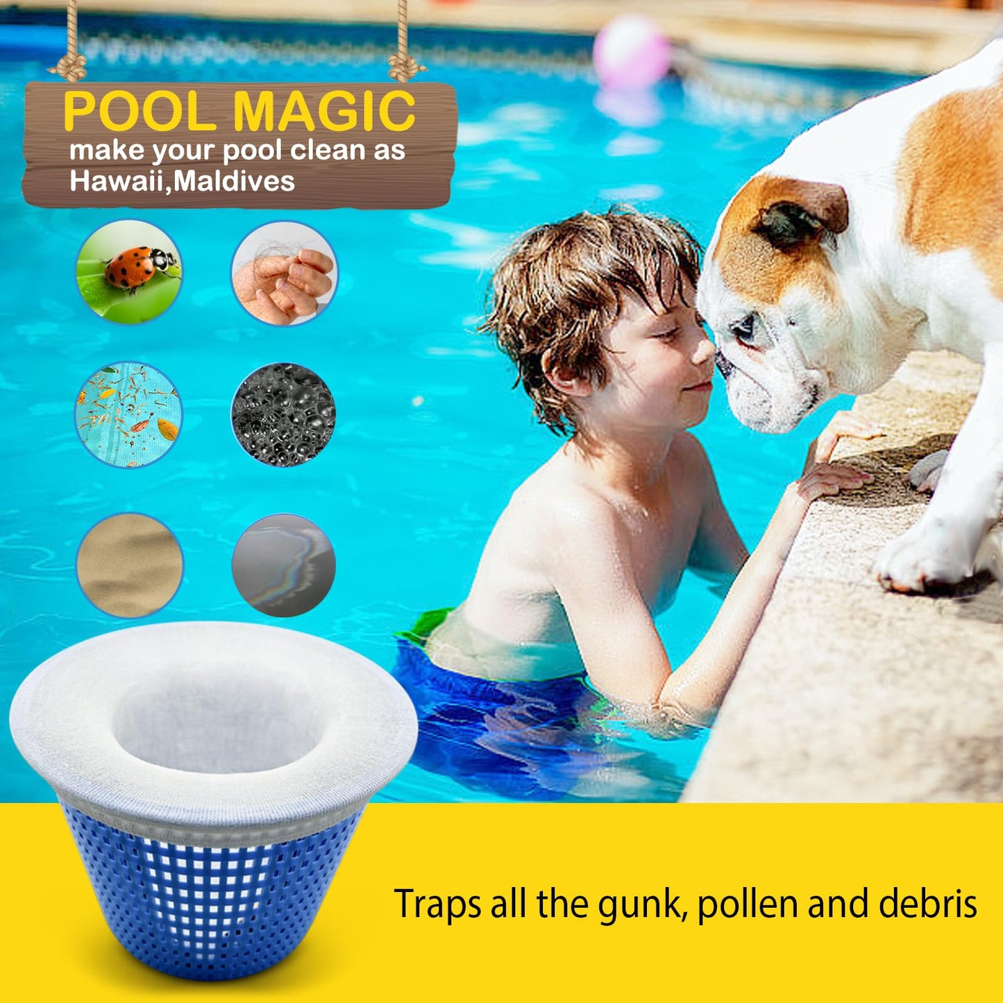 ROMIVO 50 Pack Pool Filter Socks for Skimmer, Skimmer Inground Or Above Ground Filter, Ultra Fine Mesh Screen Liner Basket Sock Scum Saver, Debris Leaves Catcher,White