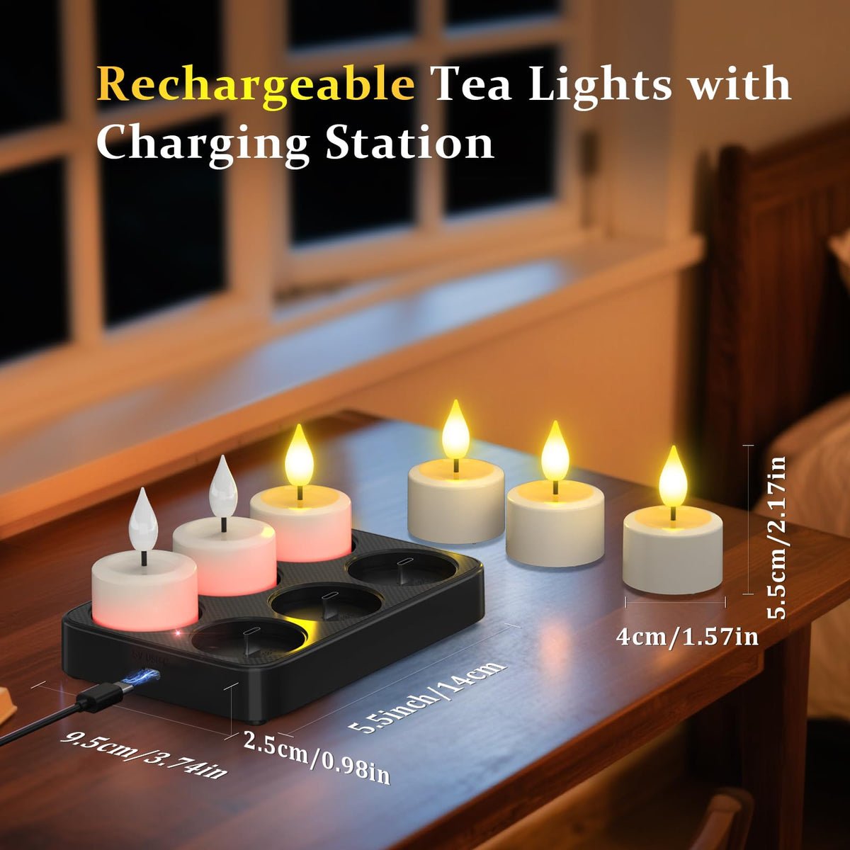 SoulBay Rechargeable Tea Lights Candles with Remote Timer & Charging Base 🍁 All In One Marketplace Canada